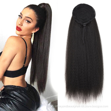 afro synthetic kinky straight drawstring ponytail hair extensions clips for black women synthetic hair yaki ponytails
